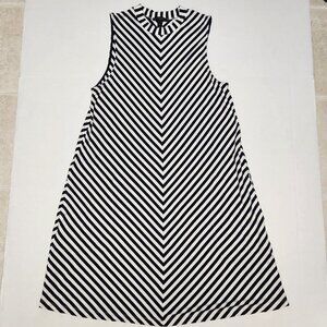 J Crew Womens Swingy Tank Shift Dress Navy White Strips Medium